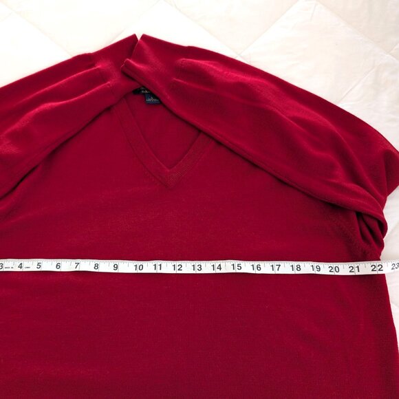 BROOKS BROTHERS Sweater‎ Men's L Red Saxon Wool Knit V Neck Long Sleeve - Picture 10 of 11